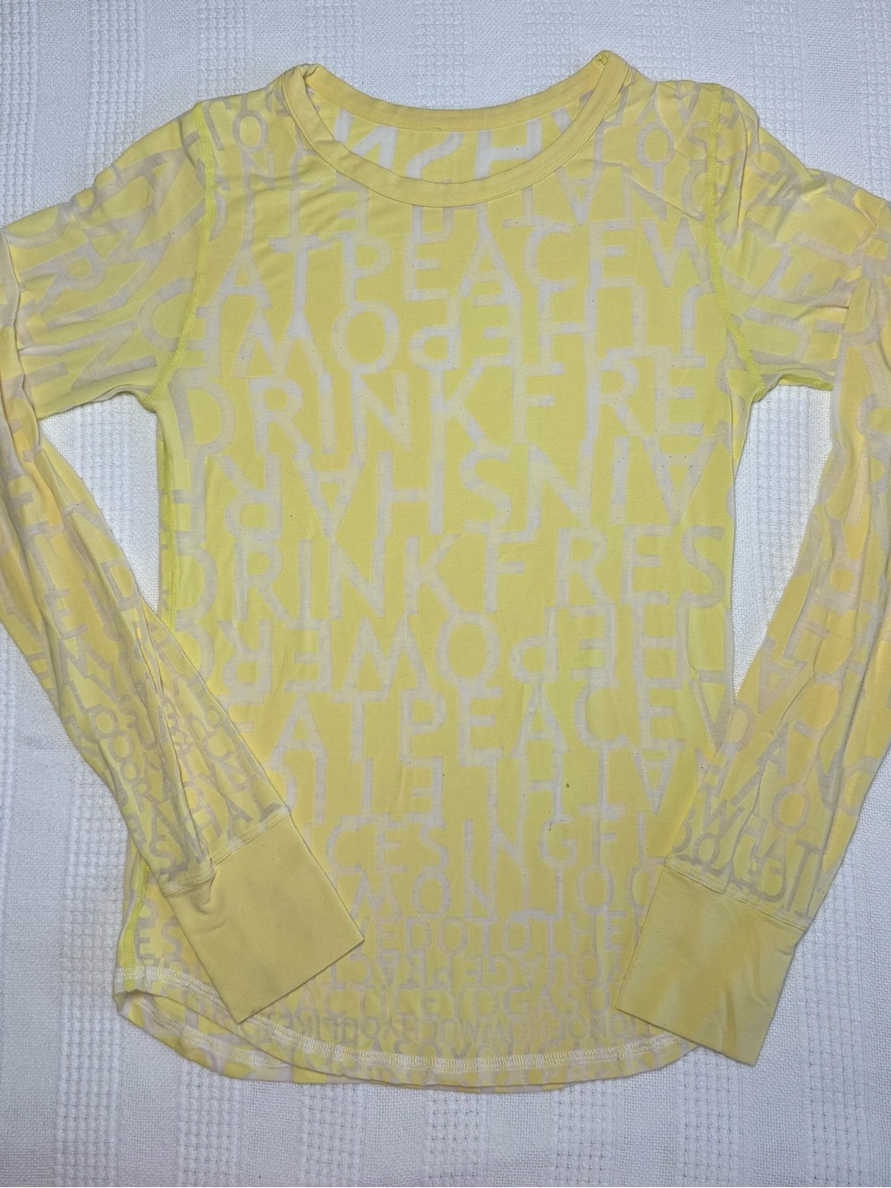 Lululemon Athletica Manifesto Burnout Long Sleeve Sheer Yellow Shirt S